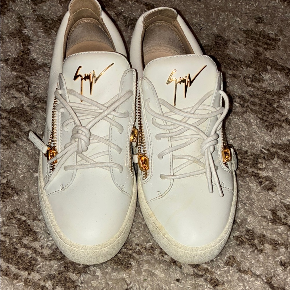Giuseppe Zanotti White Gold Sneakers Sleek Design